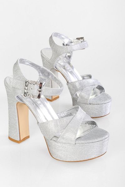 SOLMAZ RHINE SILVER FLASHING SILVERY PLATFORM HEEL SHOES
