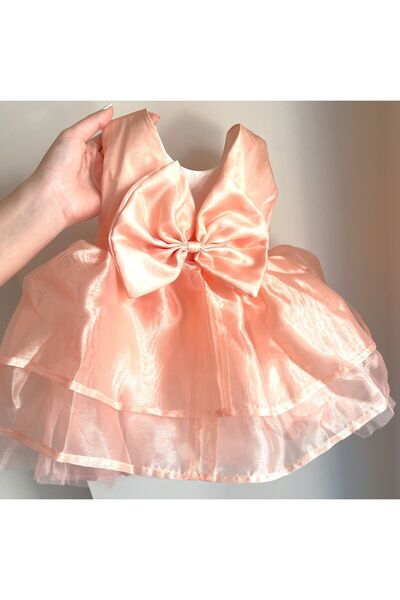 sara tasarım Kalın Askılı Organze Kız Çocuk Elbise