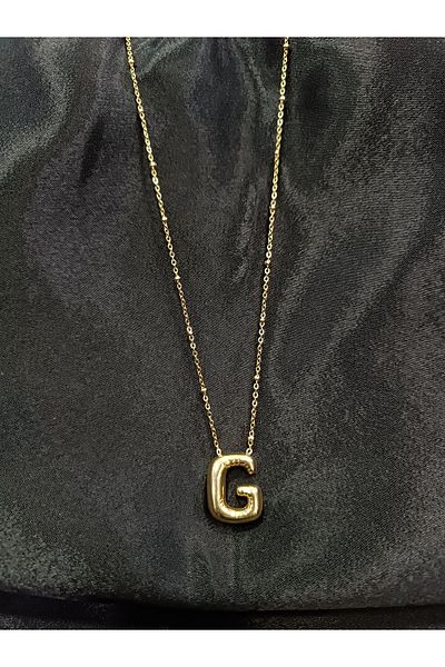 DNA Takı Stainless Steel Necklace - Gold Color Bubble, "g" Letter Quality