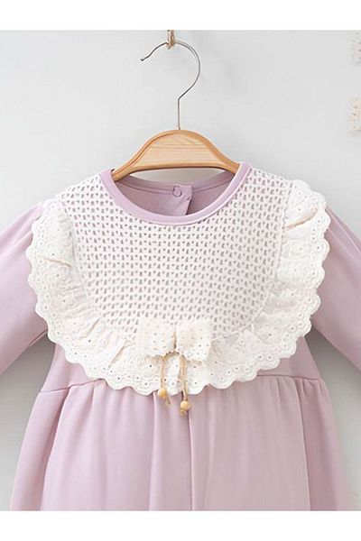 Rise Raba Baby Girl Lace Long Sleeve Jumpsuit with Buckle Gift 3-9 Months