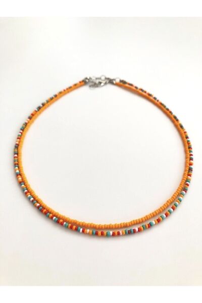 Handmade Turuncu İkili Kolye Seti