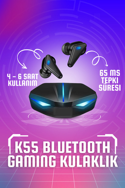 Ekru Cep K55 Bluetooth Gaming Kulaklık - Mobil ve PC Uyumlu Gaming Bluetooth ...