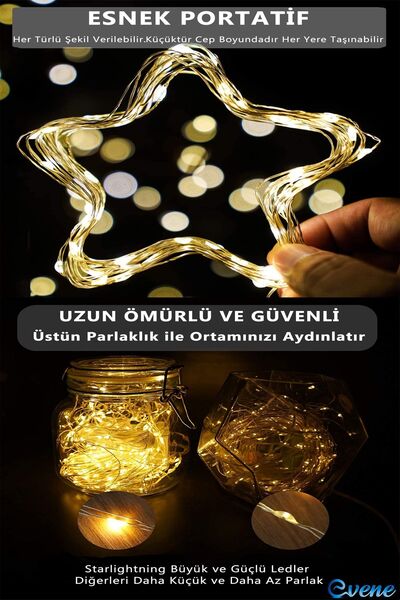 Evene Led Işık Led Şerit Peri Led Işık Dekoratif Aydınlatma Peri Led Mor Led 3 Metre