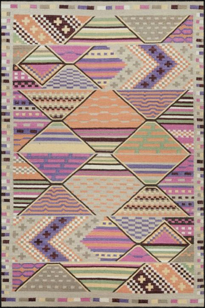 Rugs Modern Halı Covor cu bază țesută, cu model cu pietre și dungi roz, și co...