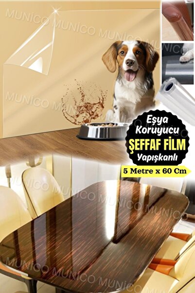 Munico 5 Metre x 60 Cm Statik Yapışkanlı Duvar Koruma Filmi: Evdeki Duvarları...