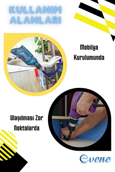 Evene Esnek Matkap Ucu Bits Hırdavat Ürünü Şaft Uzatma Aparatı Bükülebilir Hortum Spiral