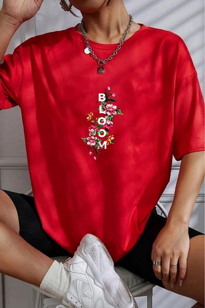 Evomind 1 T-Shirt Is a Gift for Purchases of 5 or More in the Cart - Bloom Printed Oversize T-Shirt