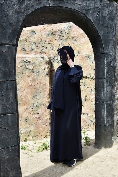 Ns nowascarf Navy Blue Medina Silk Nowa Hijab Suit