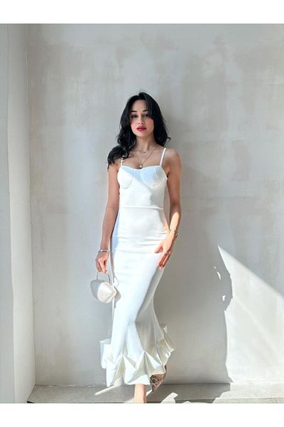 Afiş Butik Μίντι Φόρεμα με ασύμμετρη εφαρμογή - Καμπυλωτό στρίφωμα