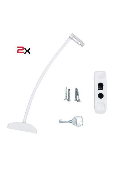 Evene Safety Lock PVC Window Children's Burglar Lock with Rope 2 Pieces White