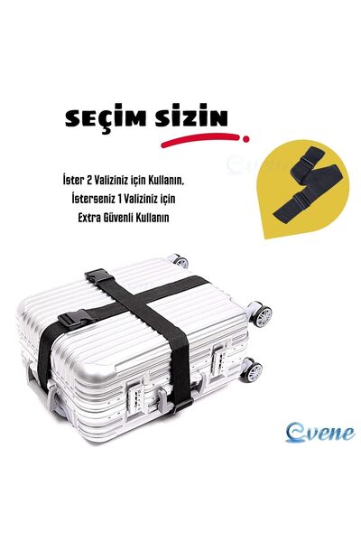 Viselia Valiz Kemeri Emniyet Tokalı Ölçüsü Ayarlanabilir Bavul Güvenlik Emniyet Kemeri 2 Adet Siyah