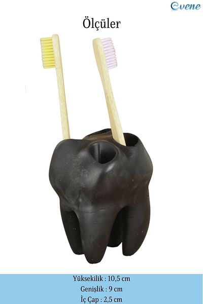 Evene Black Color Toothbrush Stand - Model 5 Countertop