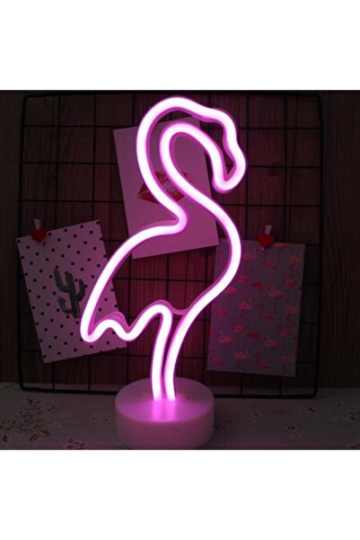 Led Pembe Flamingo Model Neon Işıklı Masa Lambası