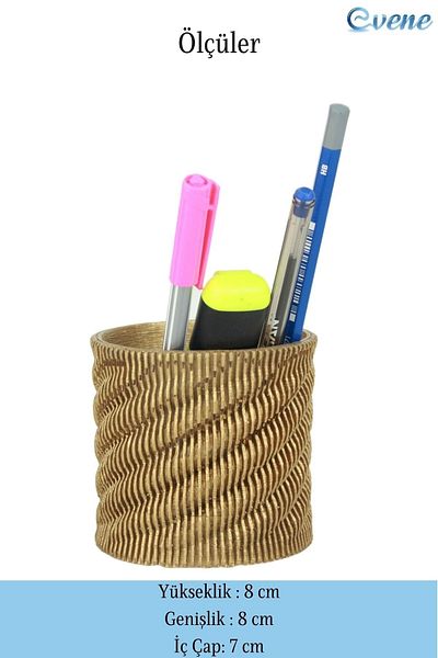 Evene Pen Holder Gold Color Desk Pen Holder Organizer Pen Holder Rotating Striped Model