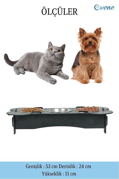 Evene Food Water Bowl Stainless Steel Rhinestone 3-Piece Wooden Cat and Dog Water Bowl Bone Model