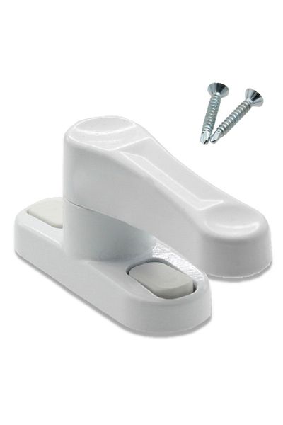 Evene White Window Lock with Pull and Latch Metal Child Safety Security Burglar Pimapen Baby Lock