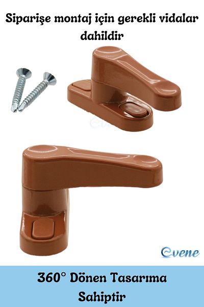 Evene Light Brown Window Safety Lock 5 Pieces Children's Burglar Lock Pull-Out Metal Lock