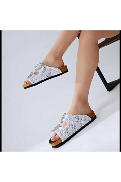 DAD WOLF Papuci cu cataramă din paie cu detalii în piatră