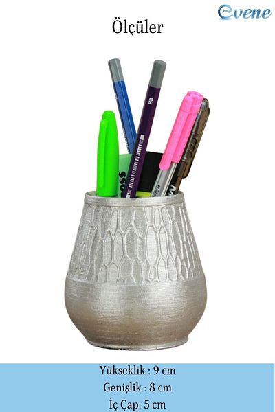 Evene Pen Holder Silver Color Desk Pen Holder Organizer Pen Holder Vase Model