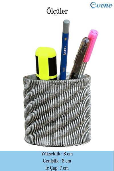 Evene Silver Antique Table Pen Holder Organizer Modeling 5