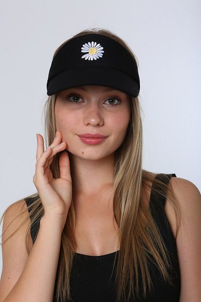 Saria Moda Women's Tennis Daisy Embroidered Visor Hat