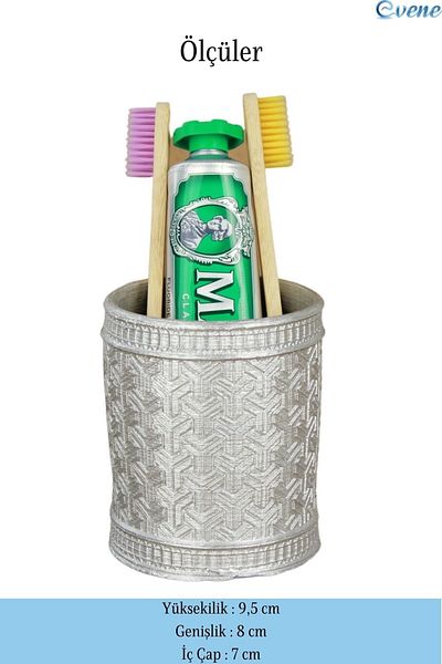Evene Silver Color Toothbrush Stand, Countertop Model 4