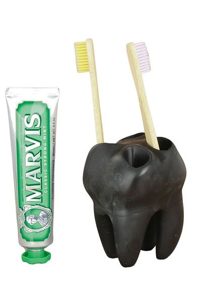 Evene Black Color Toothbrush Stand - Model 5 Countertop
