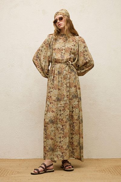 Manuka Vintage-Kleid aus Viskose mit Ballonärmeln