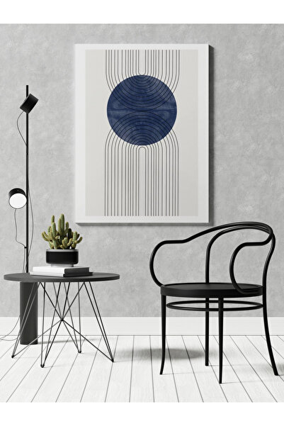 RUGSMODERN Kanvas Tablo Mavi Bej Tema Geometrik Çizgili Desen