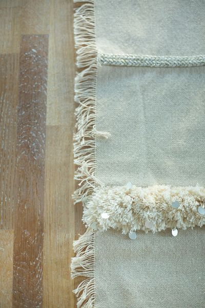 Concept Dekor Boho Runner Διακοσμητικό Διχτυωτό Ασημένιο Παγιέτες Χειροποίητο Τραπέζι Παρουσίαση Μποέμικο Λινό