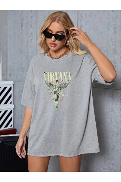 oneagılyazı تي شيرت نيرفانا روك مطبوع للجنسين