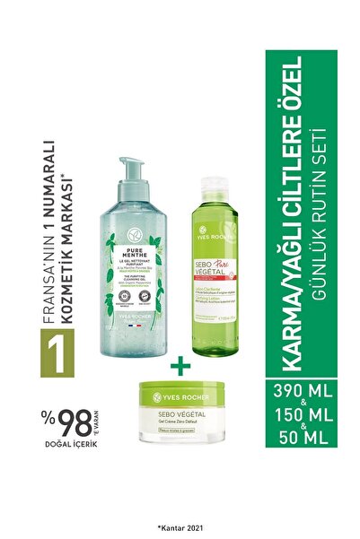 Yves Rocher Karma/Yağlı Ciltlere Özel Orijinal Boy Temizleme Jeli, Matlaştırı...