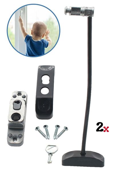 Evene Anthracite Window Lock with 2 Ropes Children's Safety Security Burglar Pimapen PVC Door Baby Lock