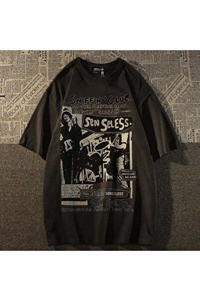 Genel Markalar Grunge Karikatür Baskılı (unisex) T-shirt