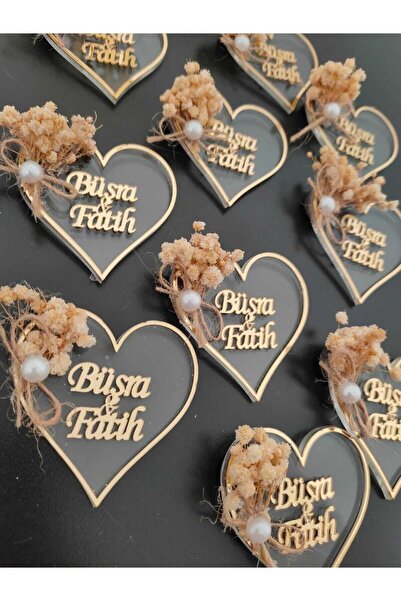 oncawall Pleksi Magnet Kalp Model 20 Adet Söz Nişan Nikah Düğün Kına Hediyeliği