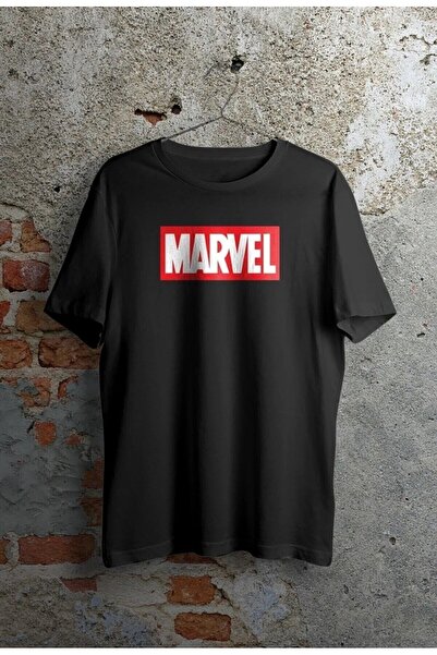 HIRSCH Siyah Unisex Oversize Marvel Baskılı T-shirt
