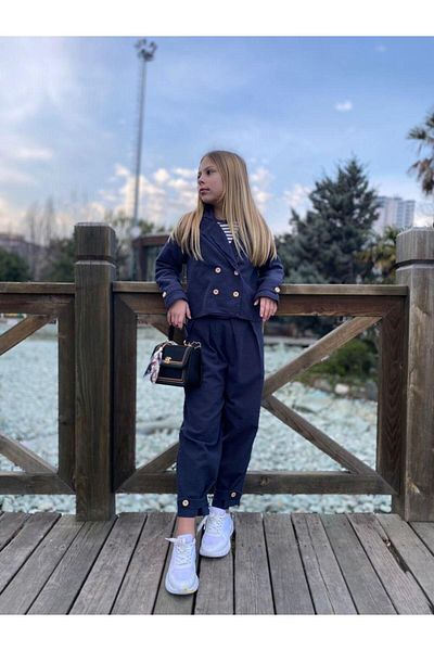 STAR GOGO KİDS GIRL'S LINEN SUIT DRESS