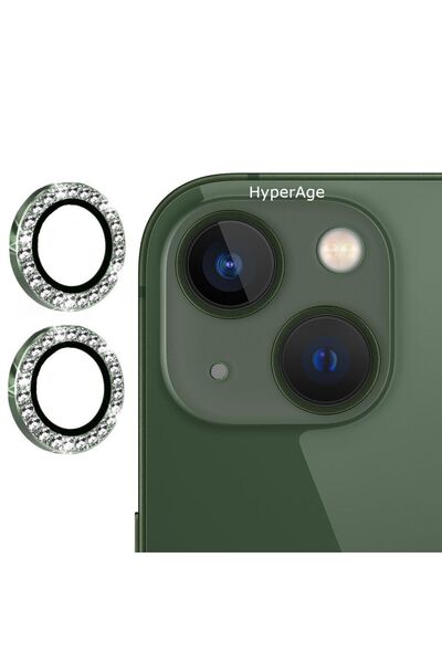 HyperAge Iphone 13 & Iphone 13 Mini Uyumlu Taşlı Kamera Koruyucu Diamond - Ta...
