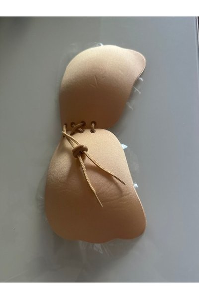 secret night Strapless Adhesive Bra with Rope Detail, Adjustable Breast Tightness, Cream and Black Colored Bra