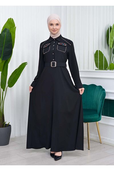 Modamix Beaded Belted Evening Dress 4037