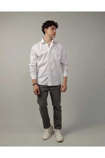 AMERICAN EAGLE AE Poplin Everyday Button-Up Shirt
