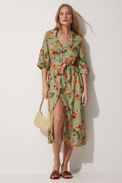 Happiness İstanbul Geblümtes Sommer-Hemdkleid aus Viskose