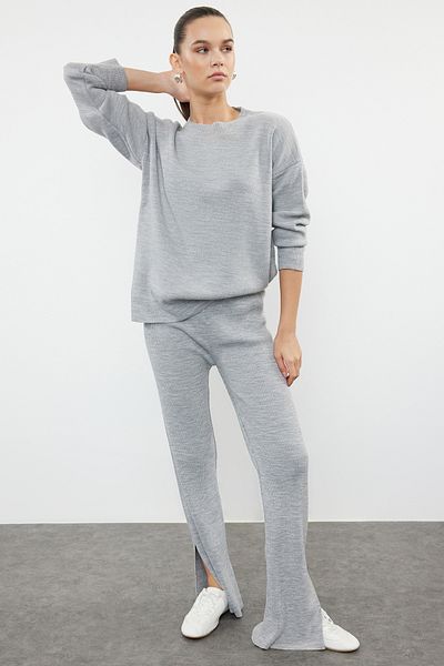 Trendyol Collection Széles szabású szürke kötöttáru öltöny - TWOAW22AU0040