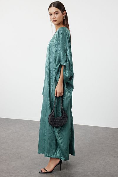 Trendyol Modest Πράσινο υφαντό μοτίβο ζακάρ - Καπάκι, Ferace και Abaya TCTSS24KF00049