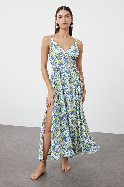Trendyol Collection Virágmintás Maxi szőtt strandruha TBESS24EL00098