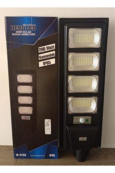 Hero Led Heroled 200 Watt Kumandalı Beyaz Işık Solar Sokak Armatürü ( Ip65 )