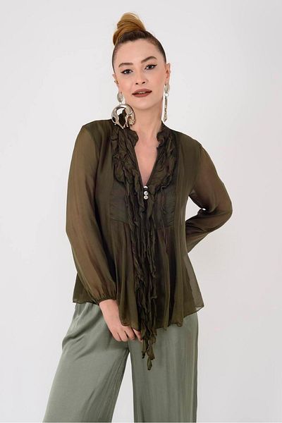 Park Moda 8603 COSTELLO ΜΠΛΟΥΖΑ ΜΕ ΜΕΤΑΞΩΤΟ ΜΠΛΟΥΖΑ ΜΕ ΛΕΠΤΟΜΕΡΗ ΜΠΡΟΣΤΑ