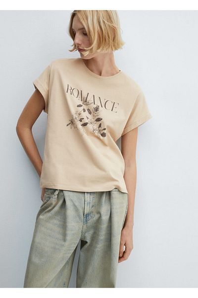 MANGO Woman Tricou din bumbac cu imprimeu barca