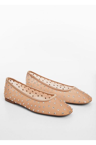 MANGO Woman Strass Stone részletes balerinák