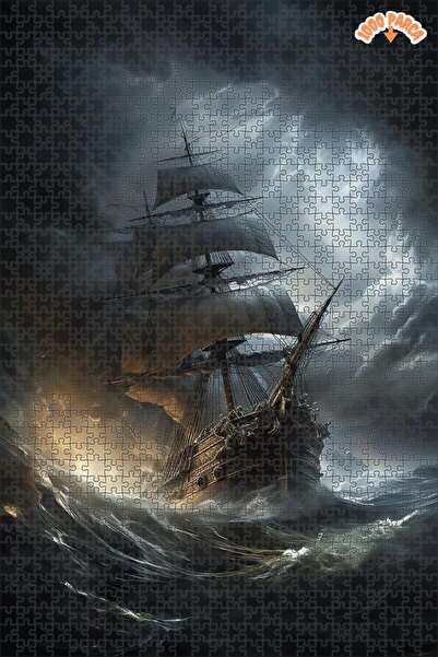 Teona Ahşap Fırtınanın Kalbinde Gemi Dekoratif Çift Katlı Çerçeveli Asılabili...